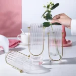 Γυάλινο Ανθοδοχείο - Διακοσμητικό Βάζο με Χρυσή Λαβή Dolce Short 6.5x6.5x14cm