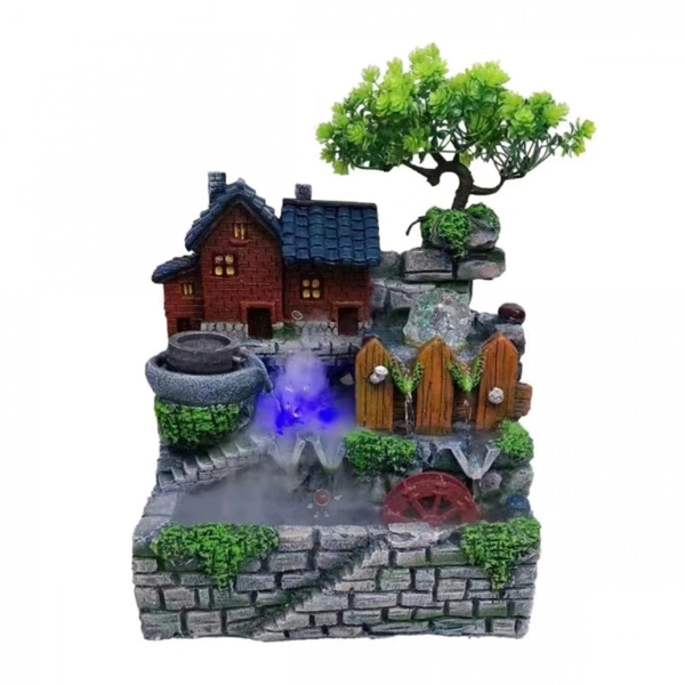Διακοσμητικό Συντριβάνι Feng Shui με Σπιτάκι,Δέντρο,Τρεχούμενο Νερό και Πολύχρωμο Φωτισμό LED 30x20x30 εκ Διακοσμητικό Συντριβάνι Feng Shui με Σπιτάκι,Δέντρο,Τρεχούμενο Νερό και Πολύχρωμο Φωτισμό LED 30x20x30 εκ