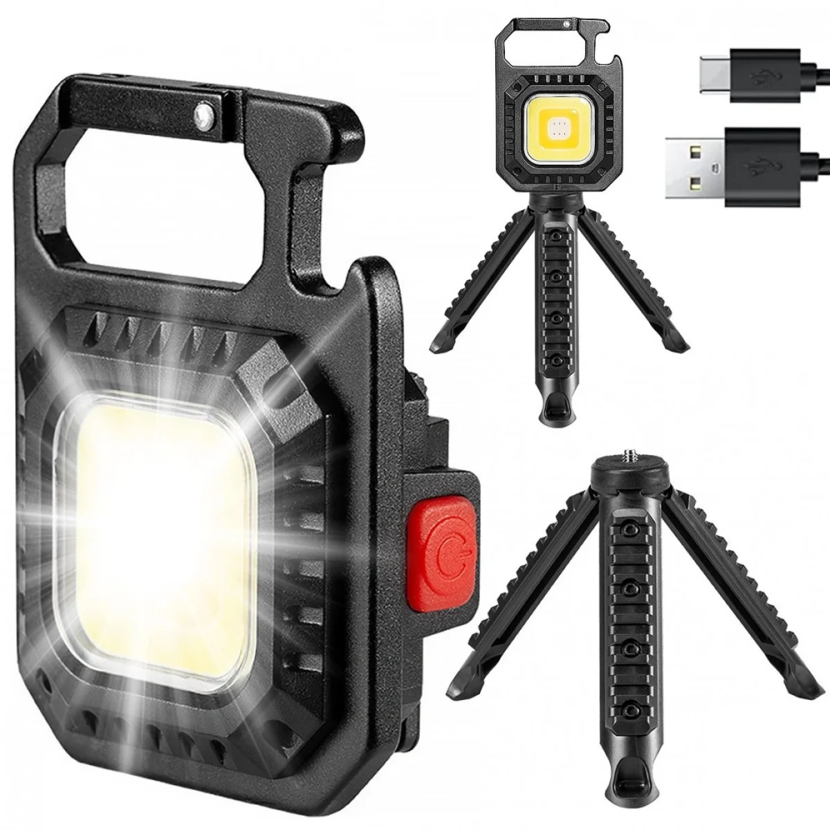 Επαναφορτιζόμενο Αδιάβροχο Μπρελόκ Πολυεργαλείο με Φακό LED COB, Ανοιχτήρι, Ισχυρό Μαγνήτη, Κλιπ Καραμπίνερ, 7 Λειτουργίες Φωτισμού & Τρίποδο