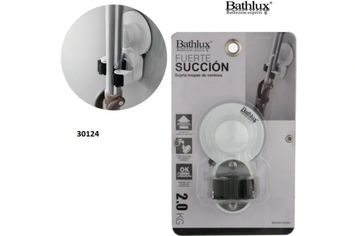 Επιτοίχιο Μονό στήριγμα για σκούπα ή σφουγγαρίστρα με βεντούζες 30124 BATHLUX
