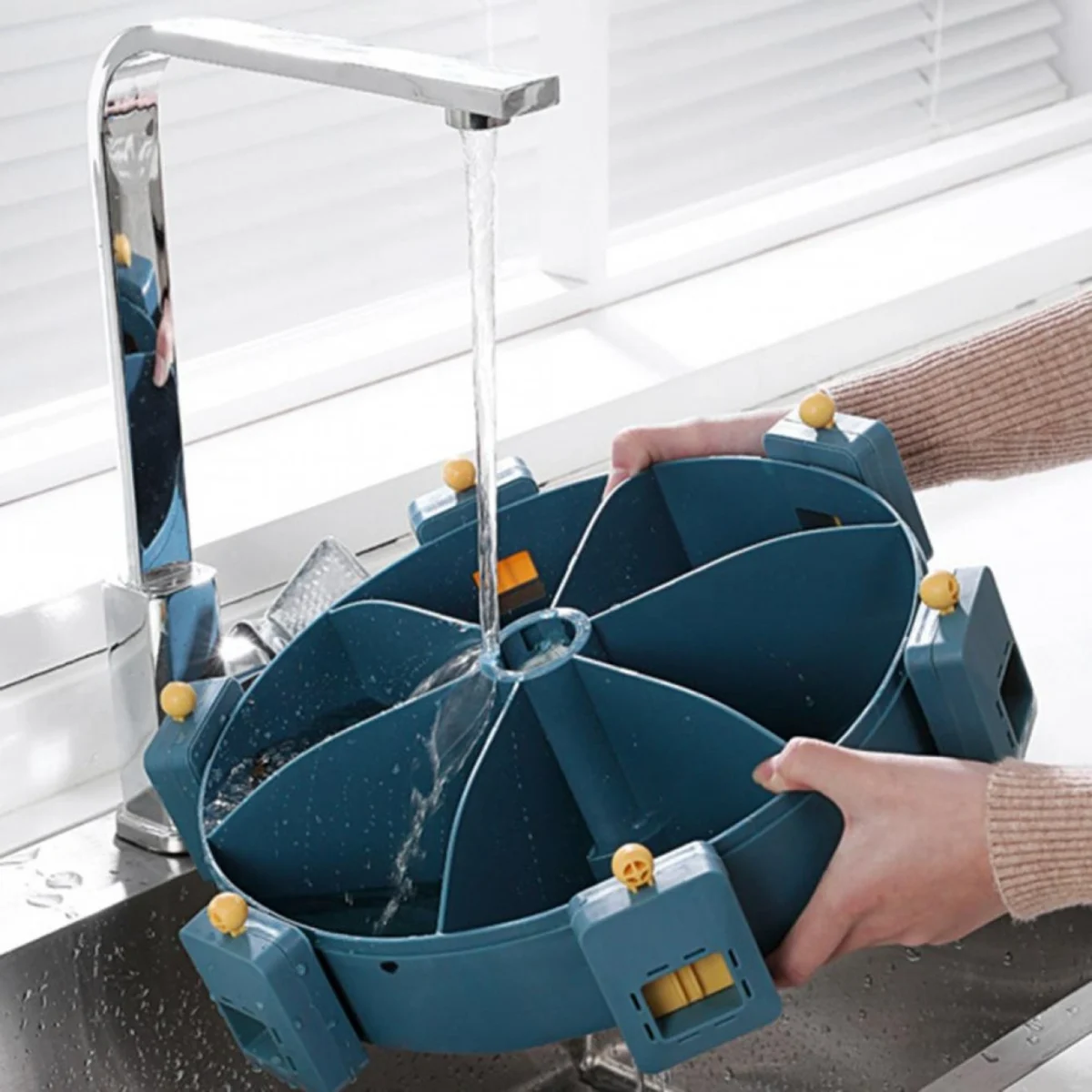 Επιτοίχιος Περιστρεφόμενος Διανεμητής για Όσπρια, Δημητριακά, Μπαχαρικά, Ξηρούς Καρπούς 8,5ltr με 6 Δοχεία - Στρογγυλός με Αυτοκόλλητα Τοποθέτησης