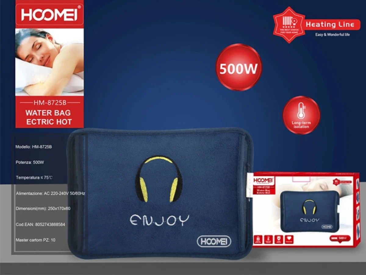 Ηλεκτρική Θερμοφόρα Γενικής Χρήσης 500W Hoomei HM-8725B Μπλέ 25x17x6cm