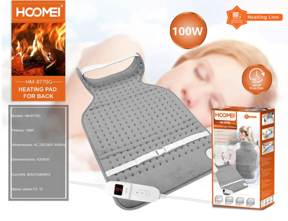 Ηλεκτρικός θερμαντήρας πλάτης 100W HM-8770G Γκρι 42×63εκ