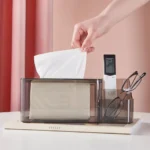 Κουτί Οργάνωσης με Θήκη για Χαρτομάντηλα για όλο το Σπίτι - Γκρι Διάφανο - Crystal Clear