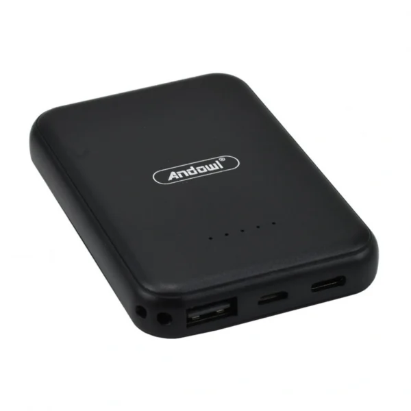 Μίνι Power Bank 6000mAh Ασύρματης Φόρτισης & με Υποδοχές USB-A, Type-C, Micro - Μαύρο