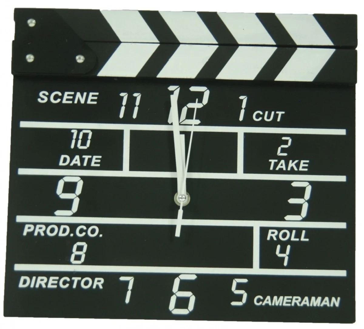 Ξύλινο ρολόι τοίχου σε σχέδιο κλακέτα σκηνοθέτη