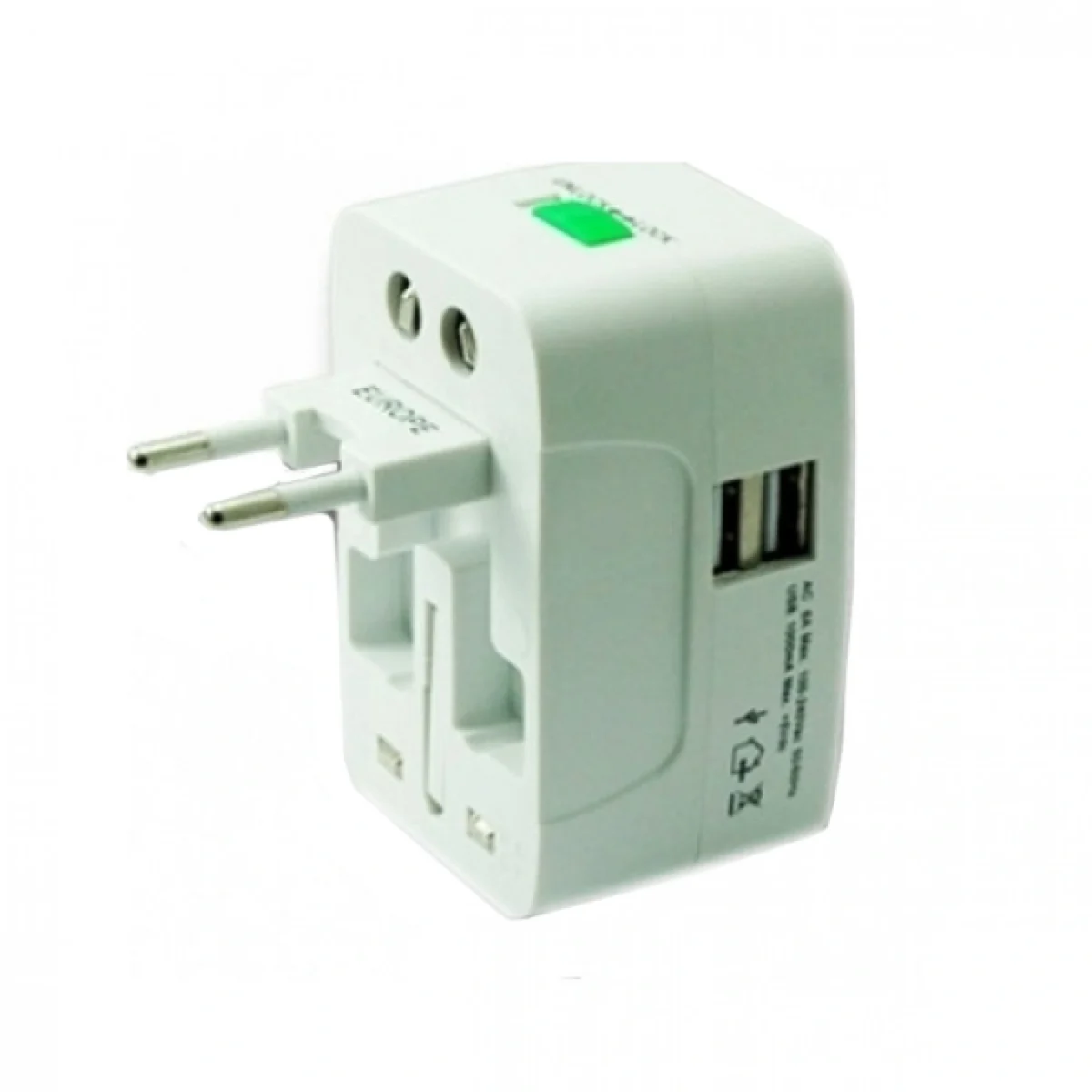 Παγκόσμιος Ταξιδιωτικός Αντάπτορας Πρίζας Universal Travel Adaptor με Προστασία & 2 Θύρες USB
