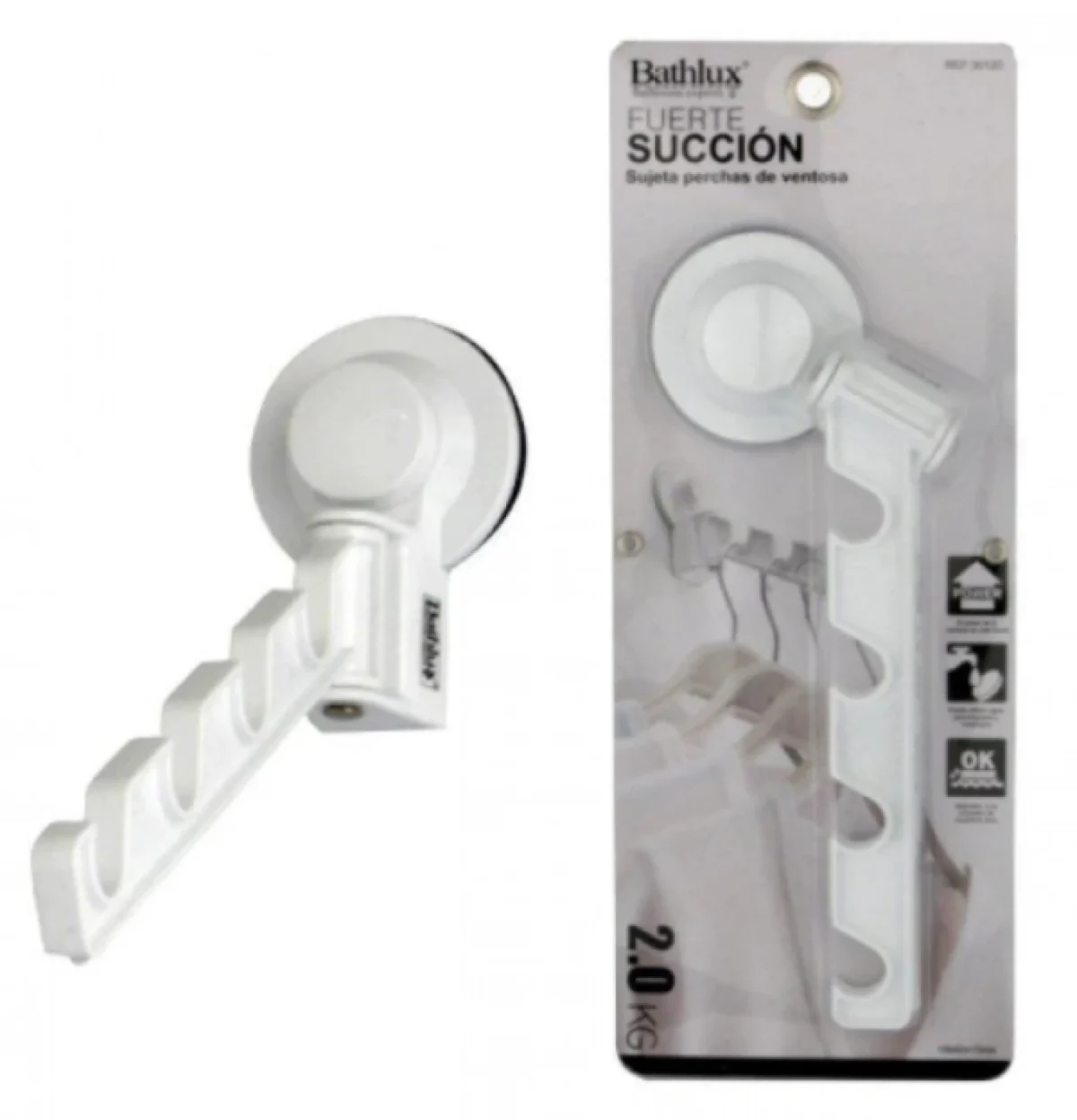 Πολλαπλή κρεμάστρα ρούχων τοίχου με βεντούζα BATHLUX 30120