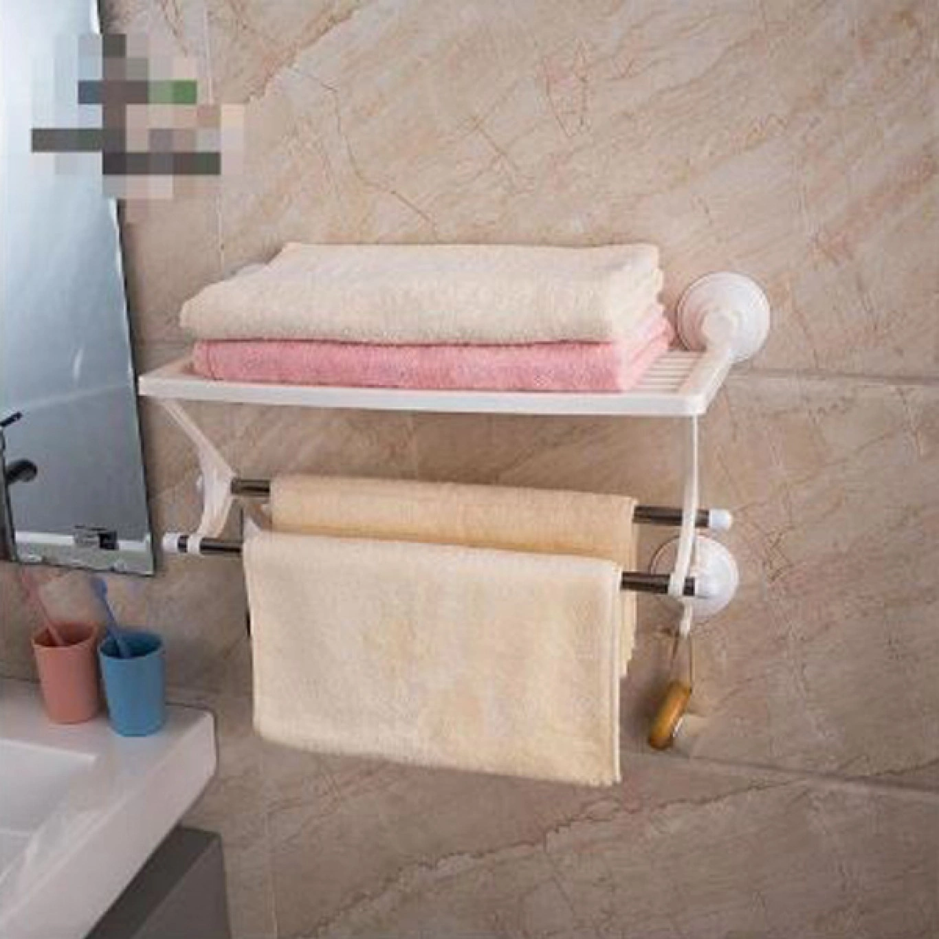 Ραφιέρα Κουζίνας / Μπάνιου με Πετσετοκρεμάστρα Και Βεντούζες Ραφιέρα Κουζίνας / Μπάνιου με Πετσετοκρεμάστρα Και Βεντούζες