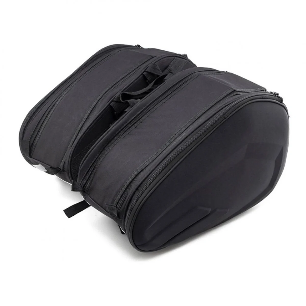 Σετ 2 Universal Επεκτεινόμενα Σαμάρια - Πλαϊνές Βαλίτσες Ανακλαστικές Μηχανής / Μοτοσυκλέτας 36 - 58L με Αδιάβροχο Κάλυμμα Oxford Fiber 600D Μαύρο
