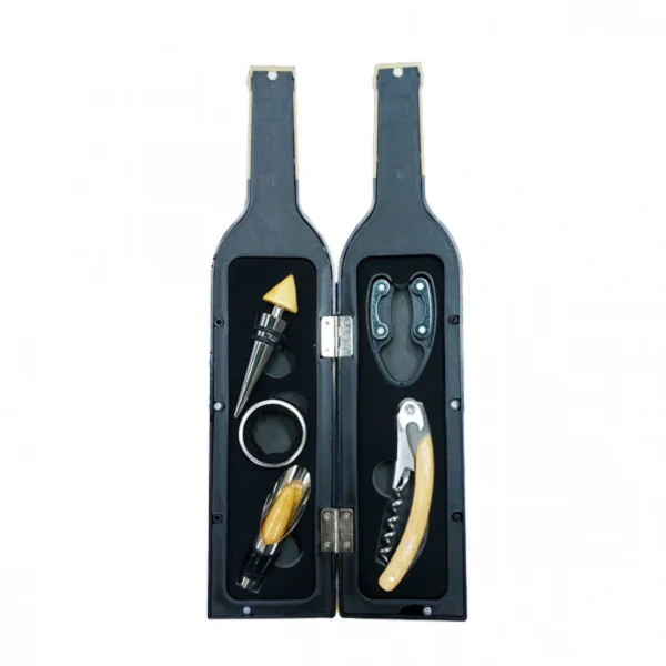Σετ 5 Αξεσουάρ Κρασιού σε Θήκη με Σχήμα Μπουκάλι Κρασιού