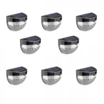 Σετ 8 x Αδιάβροχο Επιτοίχιο Ηλιακό Φωτιστικό 6 LED Ψυχρού Φωτισμού με Φωτοκύτταρο - Solar Fence Light