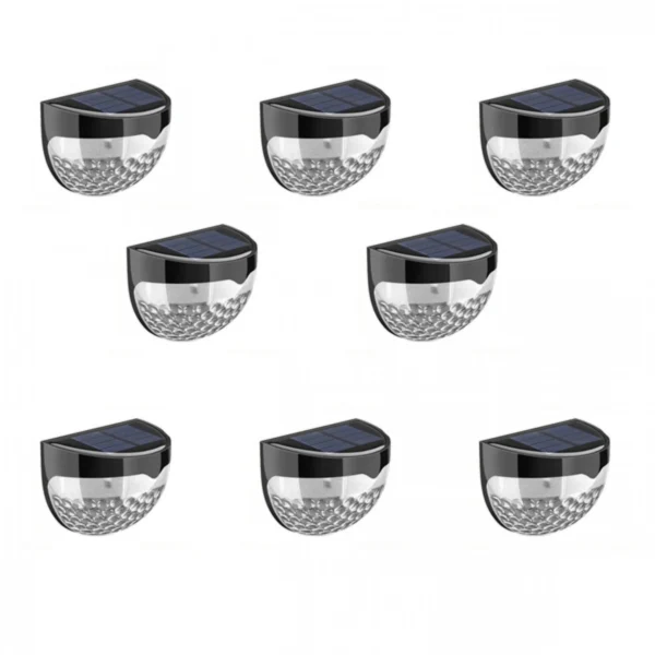 Σετ 8 x Αδιάβροχο Επιτοίχιο Ηλιακό Φωτιστικό 6 LED Ψυχρού Φωτισμού με Φωτοκύτταρο - Solar Fence Light
