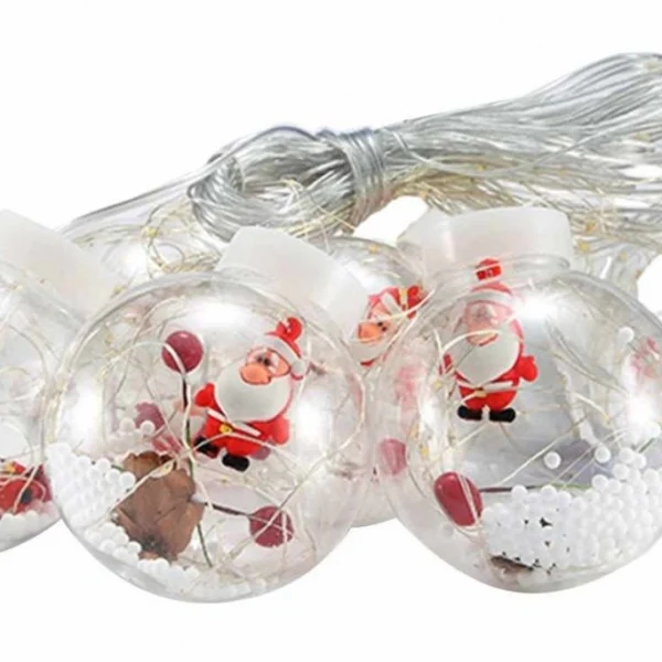 Χριστουγεννιάτικη Κουρτίνα - Φωτάκια Άγιος Βασίλης με 10 Διάφανες Μπάλες RGB Φωτισμού 3m - Curtain Light 10 Hangings