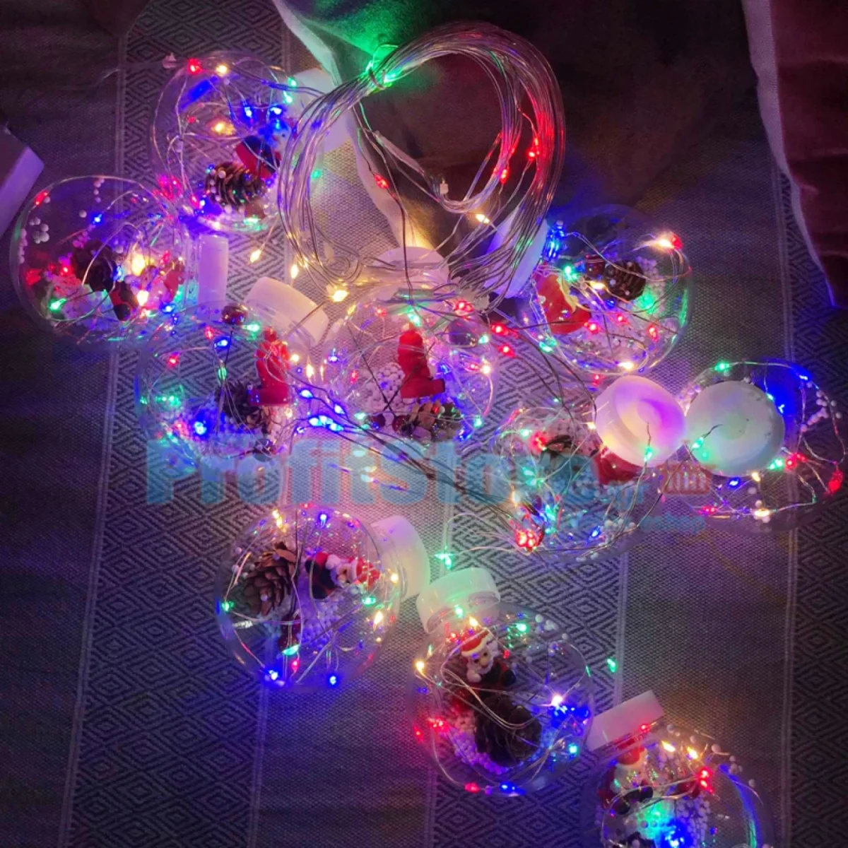 Χριστουγεννιάτικη Κουρτίνα - Φωτάκια Άγιος Βασίλης με 10 Διάφανες Μπάλες RGB Φωτισμού 3m - Curtain Light 10 Hangings