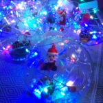 Χριστουγεννιάτικη Κουρτίνα - Φωτάκια Άγιος Βασίλης με 10 Διάφανες Μπάλες RGB Φωτισμού 3m - Curtain Light 10 Hangings