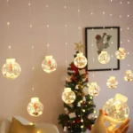 Χριστουγεννιάτικη Κουρτίνα - Φωτάκια Άγιος Βασίλης με 10 Διάφανες Μπάλες RGB Φωτισμού 3m - Curtain Light 10 Hangings