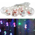 Χριστουγεννιάτικη Κουρτίνα - Φωτάκια Άγιος Βασίλης με 10 Διάφανες Μπάλες RGB Φωτισμού 3m - Curtain Light 10 Hangings