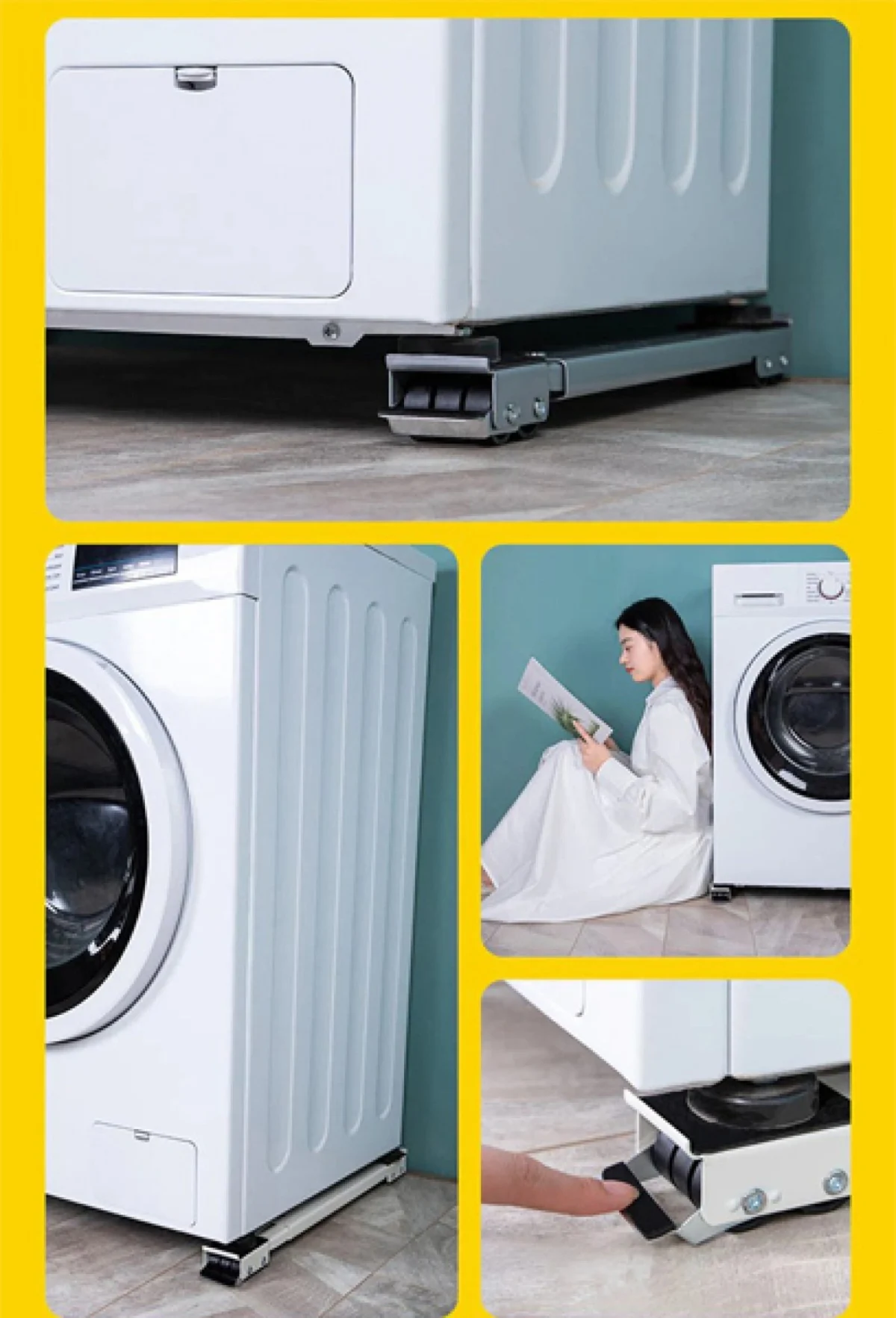 2x Movit Πτυσσόμενη Τροχήλατη Βάση Μετακίνησης Πλυντηρίου, Ψυγείου & Επίπλων έως 200kg Ρυθμιζόμενου Μεγέθους 45-70cm με Ρόδες