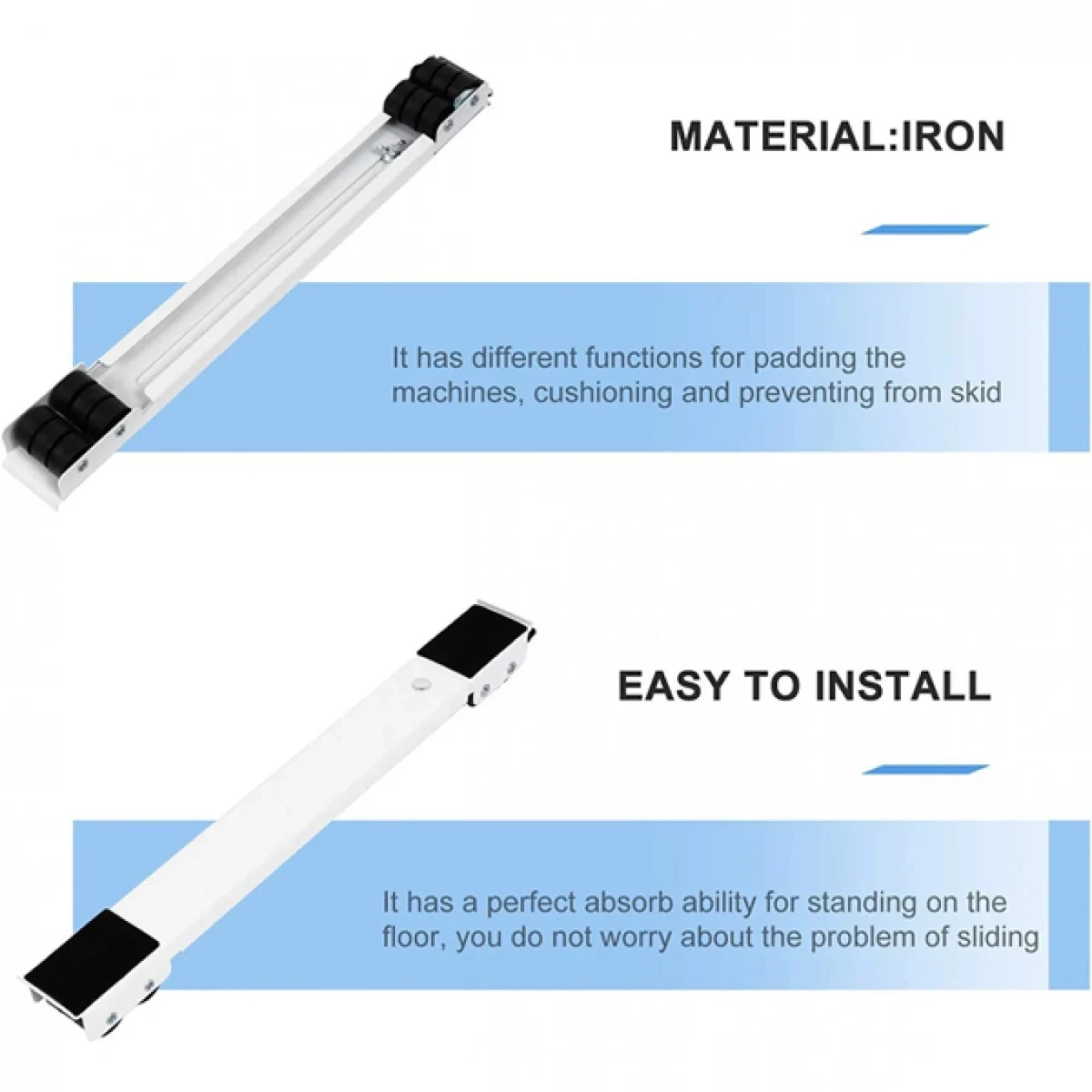 2x Movit Πτυσσόμενη Τροχήλατη Βάση Μετακίνησης Πλυντηρίου, Ψυγείου & Επίπλων έως 200kg Ρυθμιζόμενου Μεγέθους 45-70cm με Ρόδες