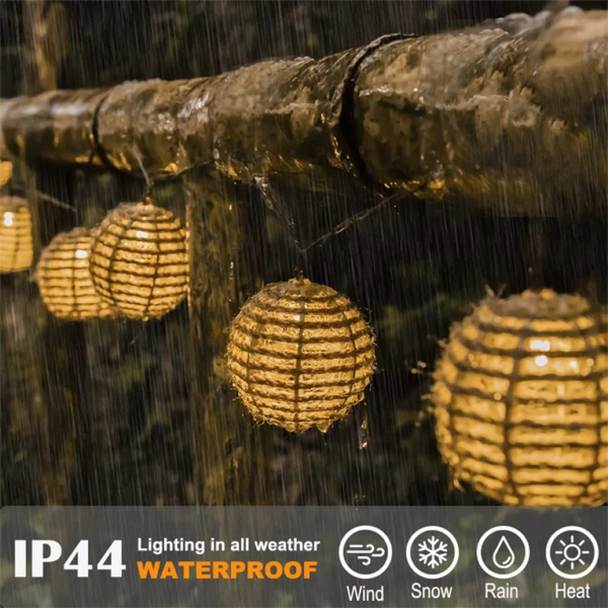 Ηλιακή Γιρλάντα Εξωτερικού Χώρου με 10 Κρεμαστές Λάμπες Θερμού Λευκού και Μήκος 3,65 Μέτρα AT48013