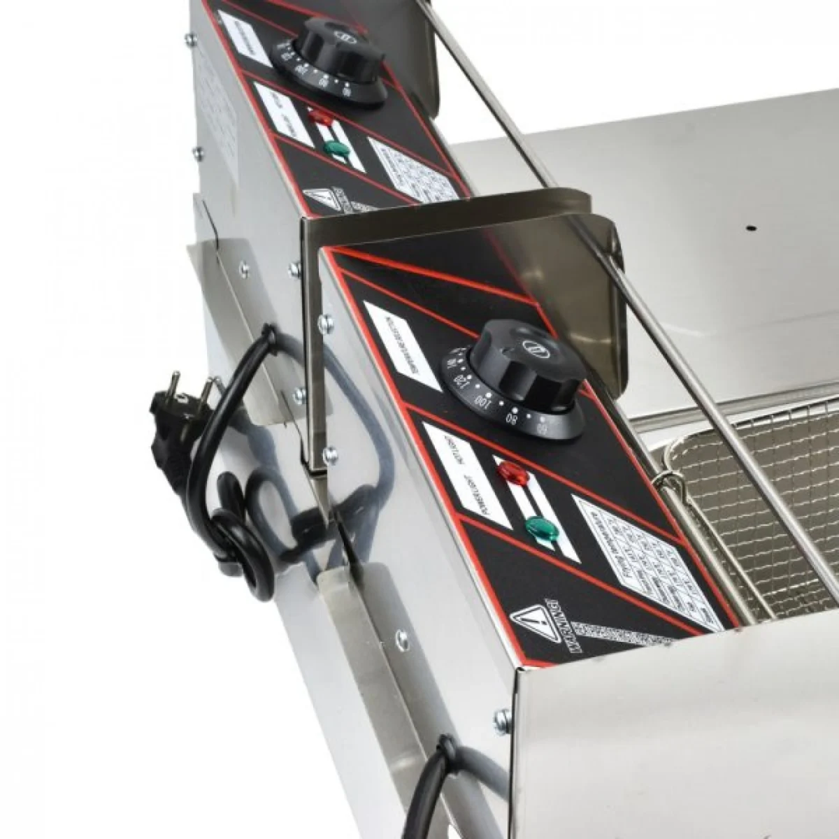Ανοξείδωτη Επαγγελματική Διπλή Φριτέζα 5000W 12L με Καλάθια Τηγανίσματος με Λαβή & Ρυθμιζόμενο Θερμοστάτη