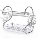 Μεταλλική Διώροφη Πιατοθήκη 56x24x39cm με Θήκες για Κουτάλια,Πιρούνια,Μπολ