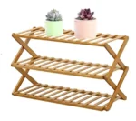 Ξύλινη Bamboo Aναδιπλούμενη Παπουτσοθήκη 3 Επιπέδων 70x46x25 cm