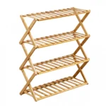 Ξύλινη Aναδιπλούμενη Παπουτσοθήκη 4 Επιπέδων 70x68x25 cm