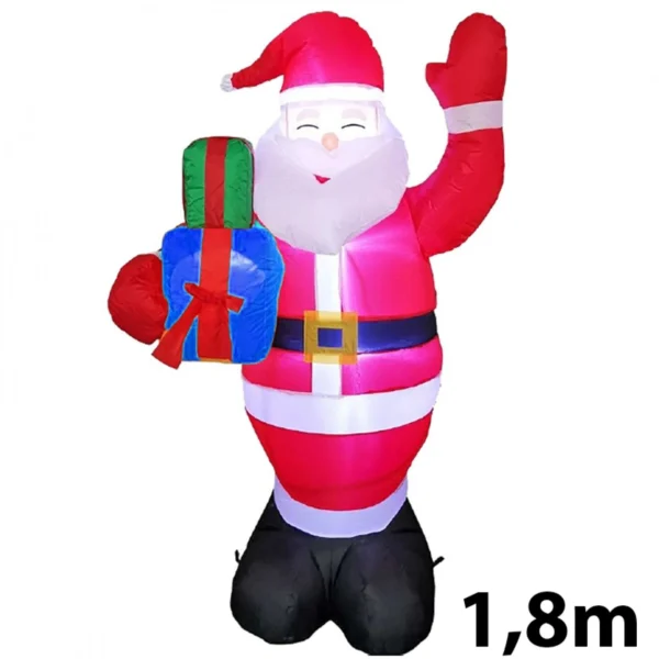 Φουσκωτός Άγιος Βασίλης 90cm με Εντυπωσιακό Φωτισμό LED