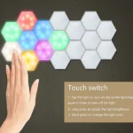 Hex On Εξαγωνικά Επιτοίχια Αυτοκόλλητα Φωτιστικά - Διακοσμητικά RGB LED Αφής με Τηλεχειριστήριο & Ρύθμιση Έντασης Φωτεινότητας 6τμχ.