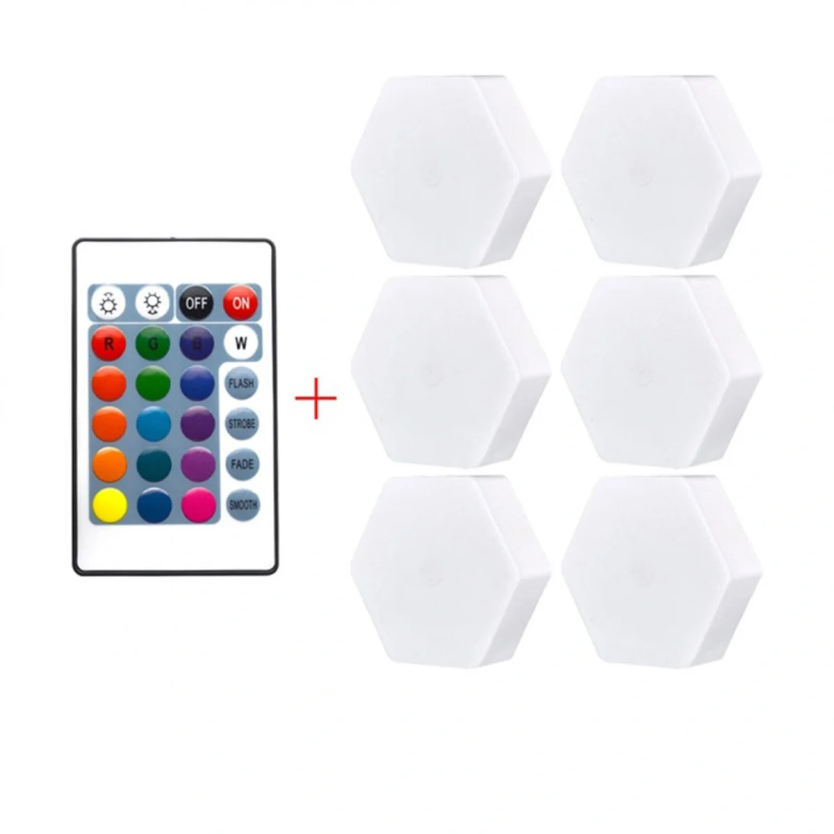 Hex On Εξαγωνικά Επιτοίχια Αυτοκόλλητα Φωτιστικά - Διακοσμητικά RGB LED Αφής με Τηλεχειριστήριο & Ρύθμιση Έντασης Φωτεινότητας 6τμχ.