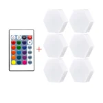 Hex On Εξαγωνικά Επιτοίχια Αυτοκόλλητα Φωτιστικά - Διακοσμητικά RGB LED Αφής με Τηλεχειριστήριο & Ρύθμιση Έντασης Φωτεινότητας 6τμχ.
