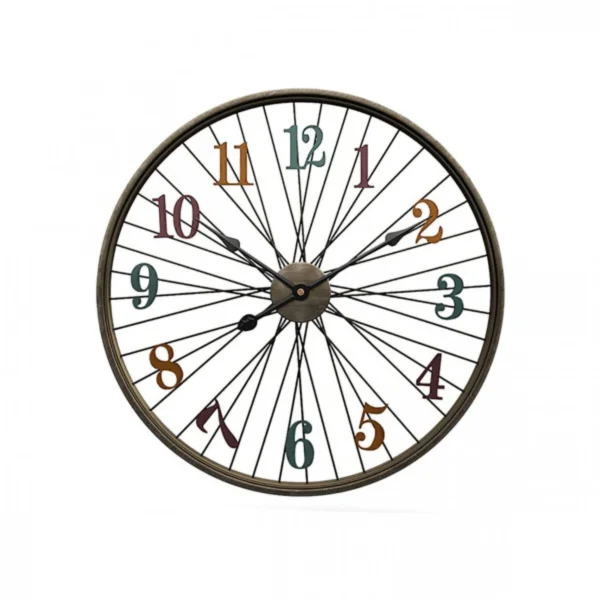 Vintage Σιδερένιο Ρολόι Τοίχου Ρόδα Ποδηλάτου 60x60x5 cm