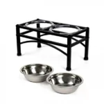 Ανοξείδωτο Μπολ Φαγητού & Νερού για Σκύλο με Βάση σε Ασημί Xρώμα 2 Θέσεων 1.5 lt 20 cm