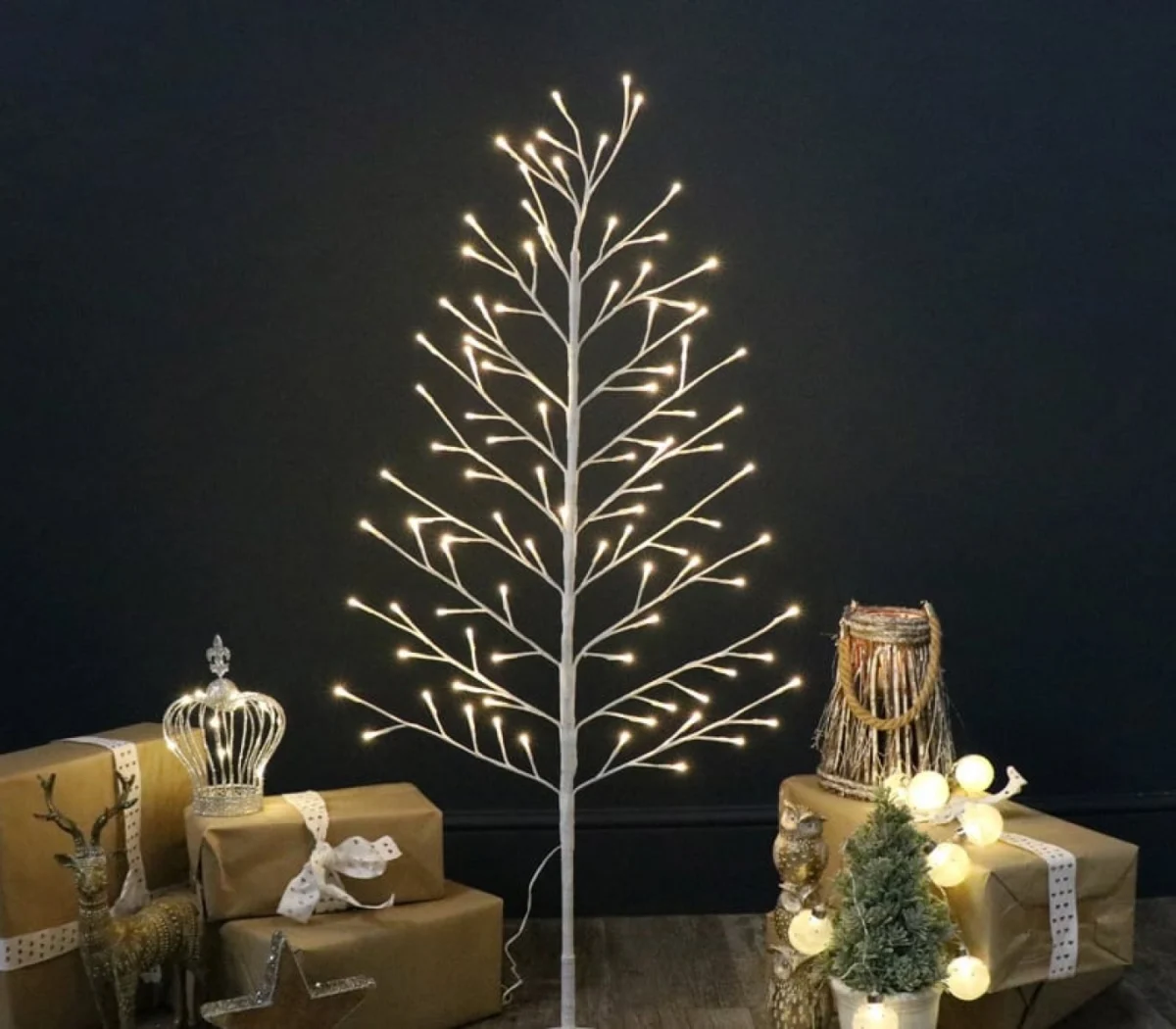 Εντυπωσιακό Τεχνητό Χριστουγεννιάτικο Φωτιζόμενο Δέντρο 150εκ με Λευκά - Χιονισμένα Κλαδιά & Θερμό Led Φωτισμό