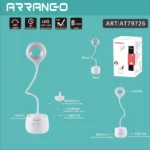 Επαναφορτιζόμενη Εύκαμπτη Λάμπα με Μανταλάκι Στήριξης,Πολυλειτουργική Θήκη για Στυλό και Μπαταρία 1200mAh Arrango AT79726 Λευκό