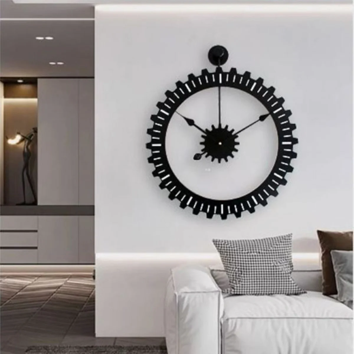 Μαύρο Ασύμμετρο Υψηλής Ποιότητας Pολόι Tοίχου Γρανάζι 50x59 cm