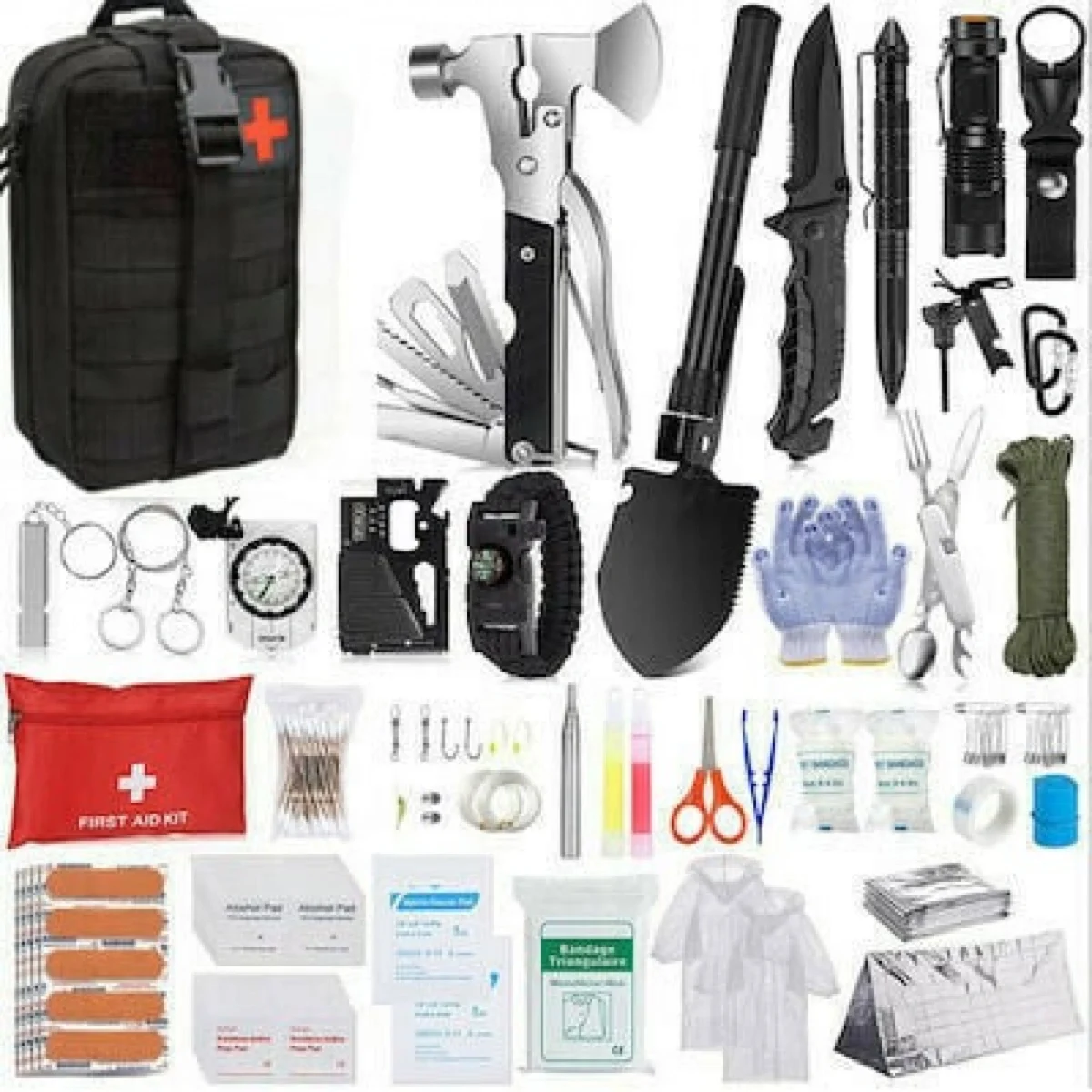 Πλήρες Κιτ Έκτακτης Ανάγκης 36 σε 1 με Εργαλεία Επιβίωσης, Ιατρικές Προμήθειες, Κατάλυμα & Θερμική Κουβέρτα Outdoor - Camping