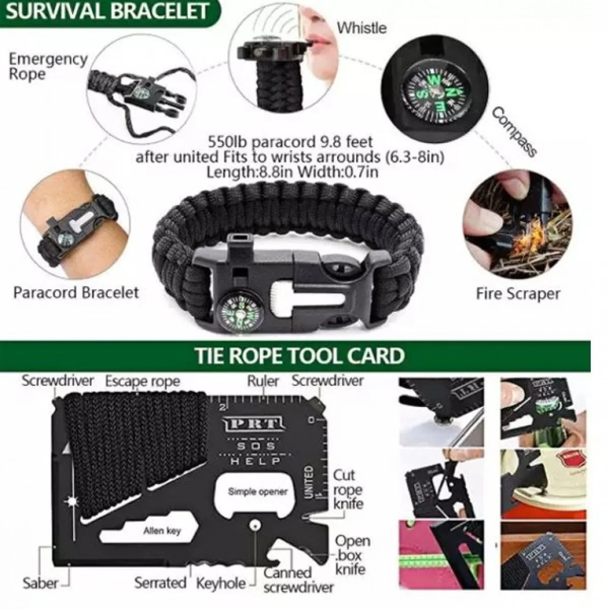 Πλήρες Κιτ Έκτακτης Ανάγκης 36 σε 1 με Εργαλεία Επιβίωσης, Ιατρικές Προμήθειες, Κατάλυμα & Θερμική Κουβέρτα Outdoor - Camping