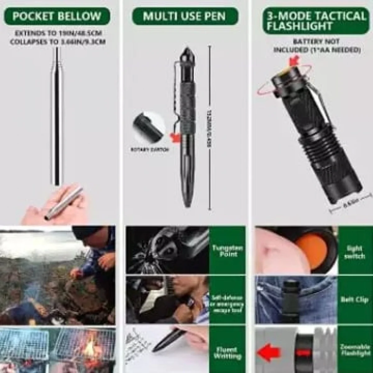 Πλήρες Κιτ Έκτακτης Ανάγκης 36 σε 1 με Εργαλεία Επιβίωσης, Ιατρικές Προμήθειες, Κατάλυμα & Θερμική Κουβέρτα Outdoor - Camping