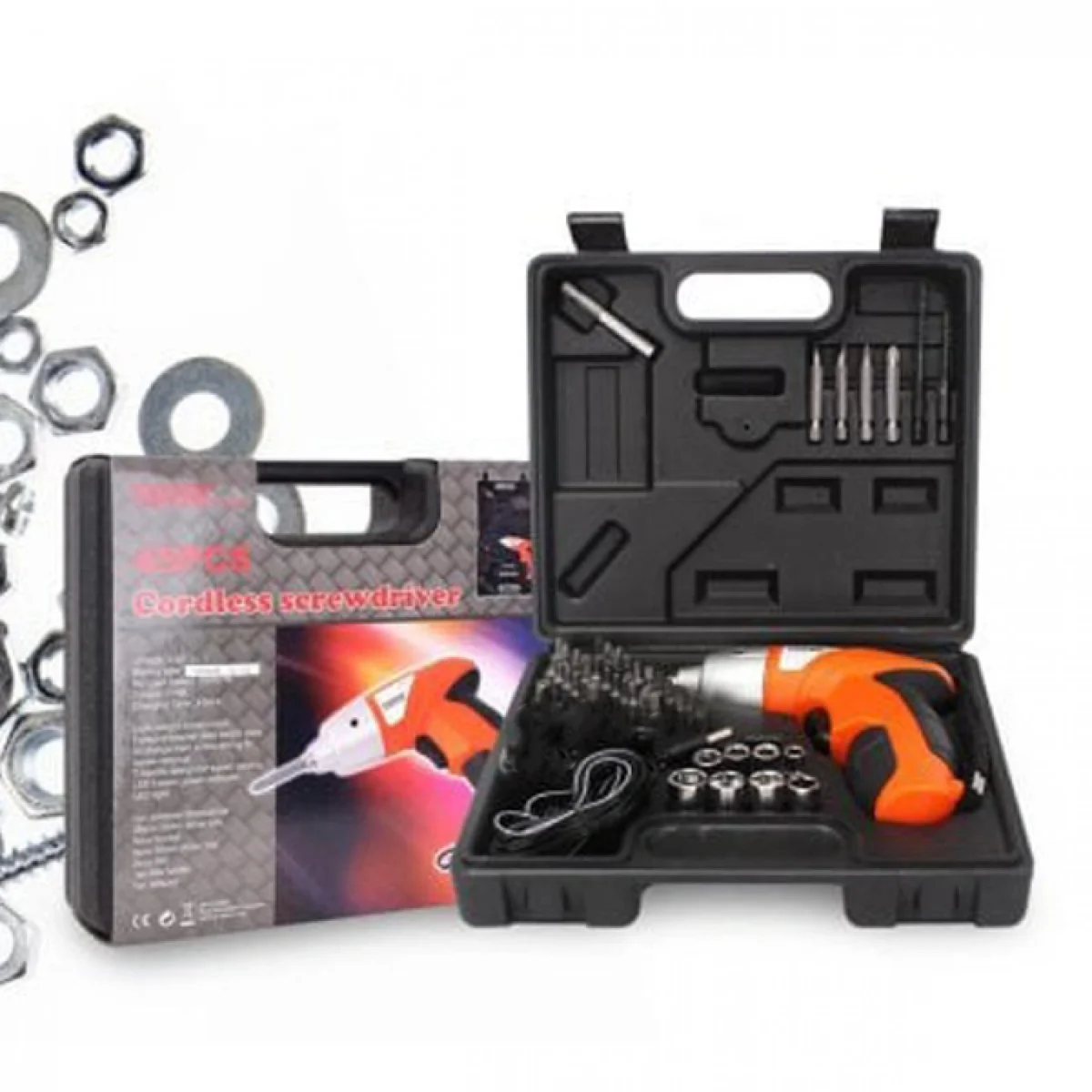 Σετ Βαλίτσα με Φορητό Επαναφορτιζόμενο Κατσαβίδι Μπαταρίας Δραπανοκατσάβιδο με Φακό LED 4.8V Λιθίου 45pcs TUOYE