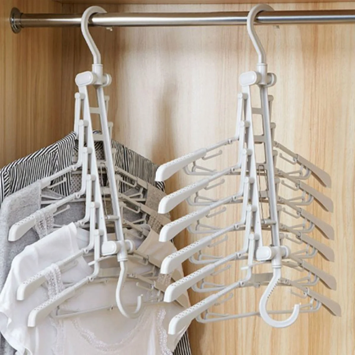 Τηλεσκοπική Πτυσσόμενη Κρεμάστρα Παντελονιών-Ρούχων με Κλιπ Organizer 34,6x397x33 cm