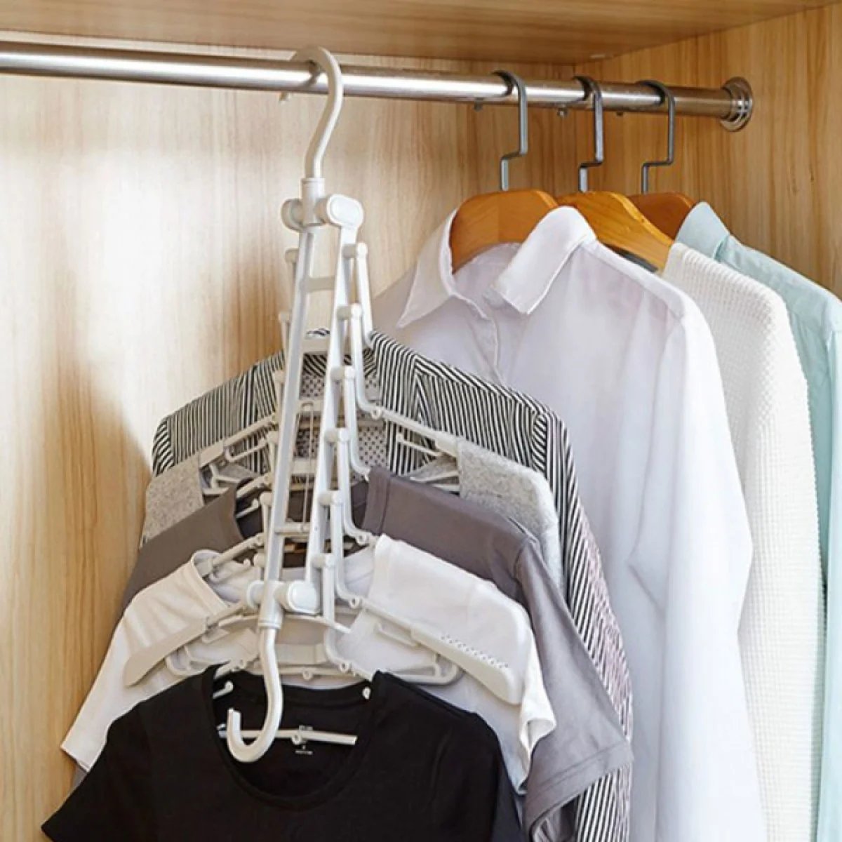 Τηλεσκοπική Πτυσσόμενη Κρεμάστρα Παντελονιών-Ρούχων με Κλιπ Organizer 34,6x397x33 cm