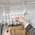 Τηλεσκοπική Πτυσσόμενη Κρεμάστρα Παντελονιών-Ρούχων με Κλιπ Organizer 34,6x397x33 cm