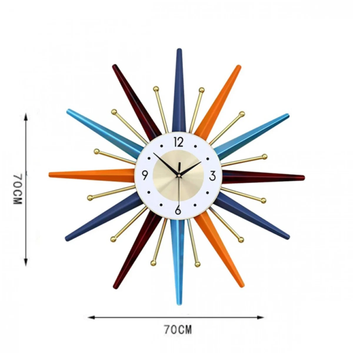 Υψηλής Ποιότητας Pολόι Tοίχου σε Σχήμα Αστεριού 70x70 cm από Μέταλο