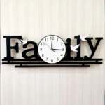 Υψηλής Ποιότητας Μαύρο Pολόι Tοίχου Family 80x26 cm Από Ίνες Ξύλου