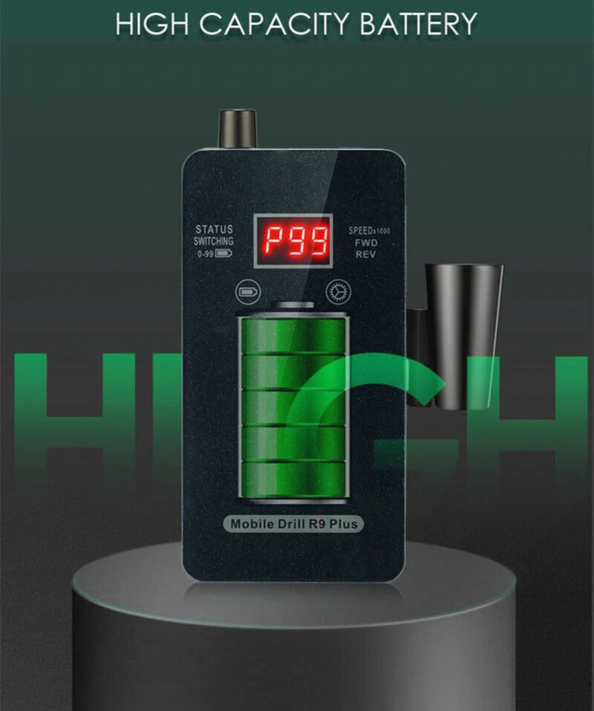 Φορητός Επαναφορτιζόμενος Τροχός Μανικιούρ Πεντικιούρ με Ψηφιακή Οθόνη και Πλήκτρα Αφής R9PLUS