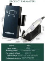 Φορητός Επαναφορτιζόμενος Τροχός Μανικιούρ Πεντικιούρ με Ψηφιακή Οθόνη και Πλήκτρα Αφής R9PLUS