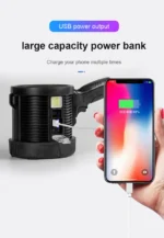 Αδιάβροχος Φορητός Ηλιακός Προβολέας LED Χειρός με 3 Χρώματα Έκτακτης Ανάγκης Υψηλής Απόδοσης Power Bank Επαναφορτιζόμενος USB